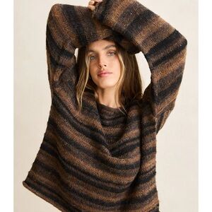 Rhythm Striped Brown & Black Crewneck Sweater